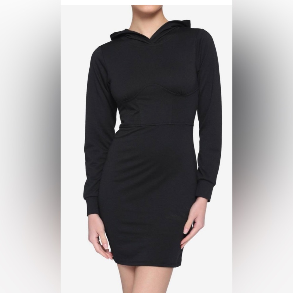 Black corset hoodie dress